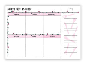 Pizarra Menu Semanal Rosa A3 - Inglés