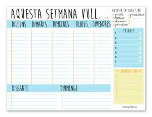 Pizarra Semanal Lovely A3 - Catalán