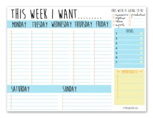 Pizarra Semanal Lovely A3 - Inglés