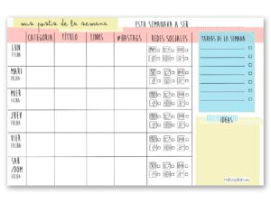 Organizador Blogger Semanal Lovely